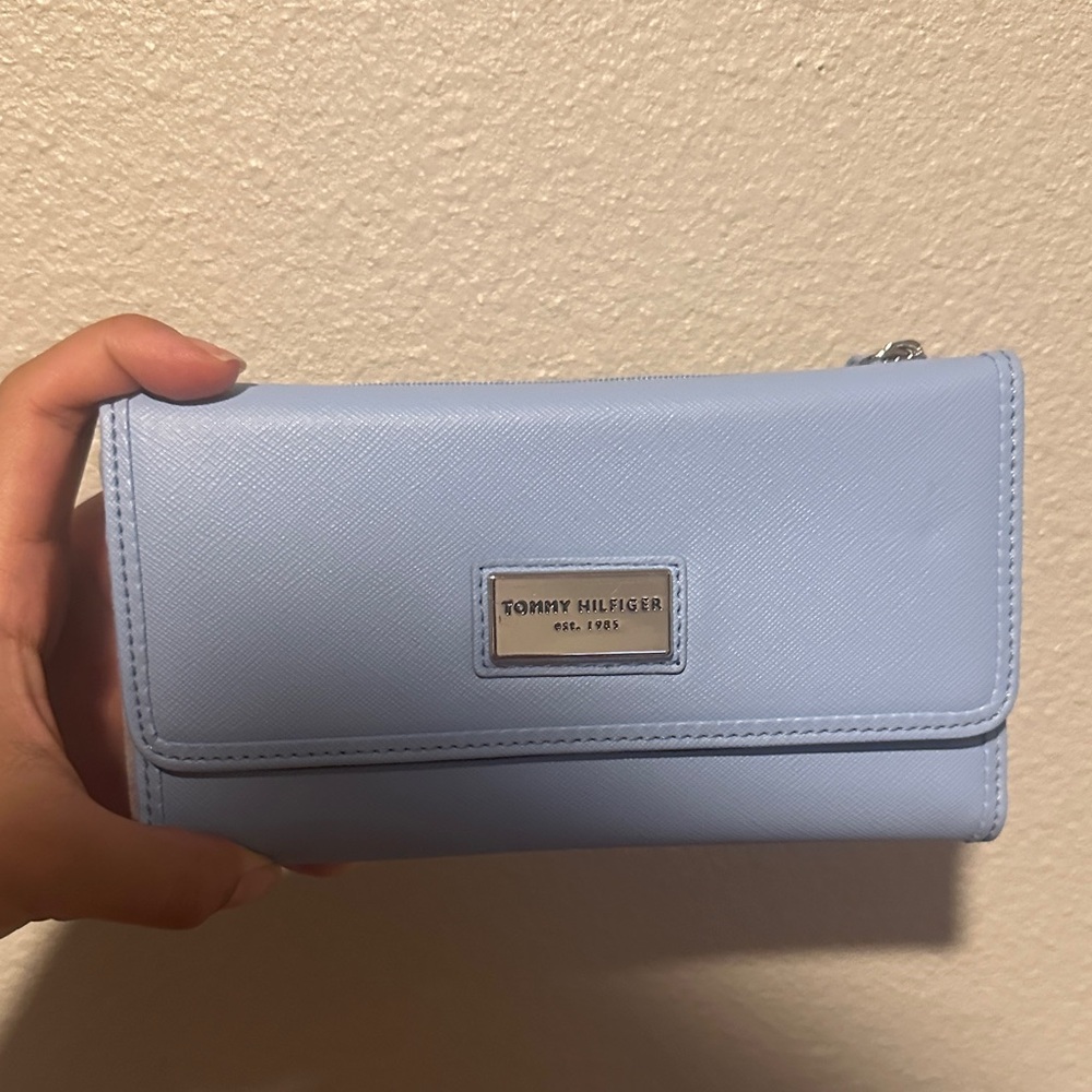 Tommy Hilfiger Pastel Blue Women's Wallet with Logo Plaque